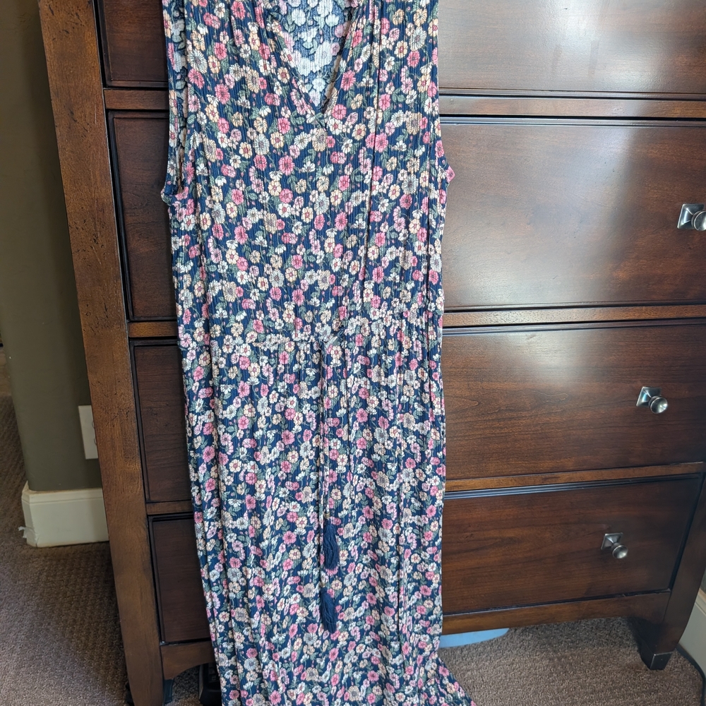 Floral Maxi Dress in Navy and Pink